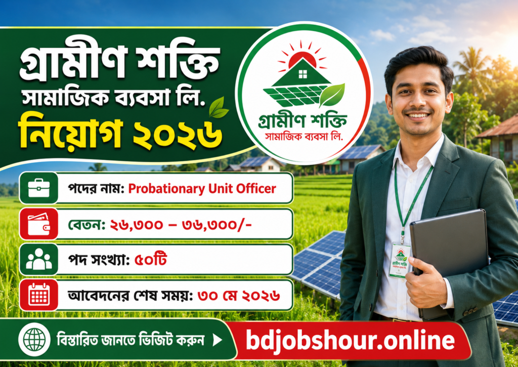 Grameen Shakti Samajik Byabosha Ltd Job Circular 2026 | Probationary Unit Officer