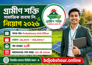 Grameen Shakti Samajik Byabosha Ltd Job Circular 2026 | Probationary Unit Officer