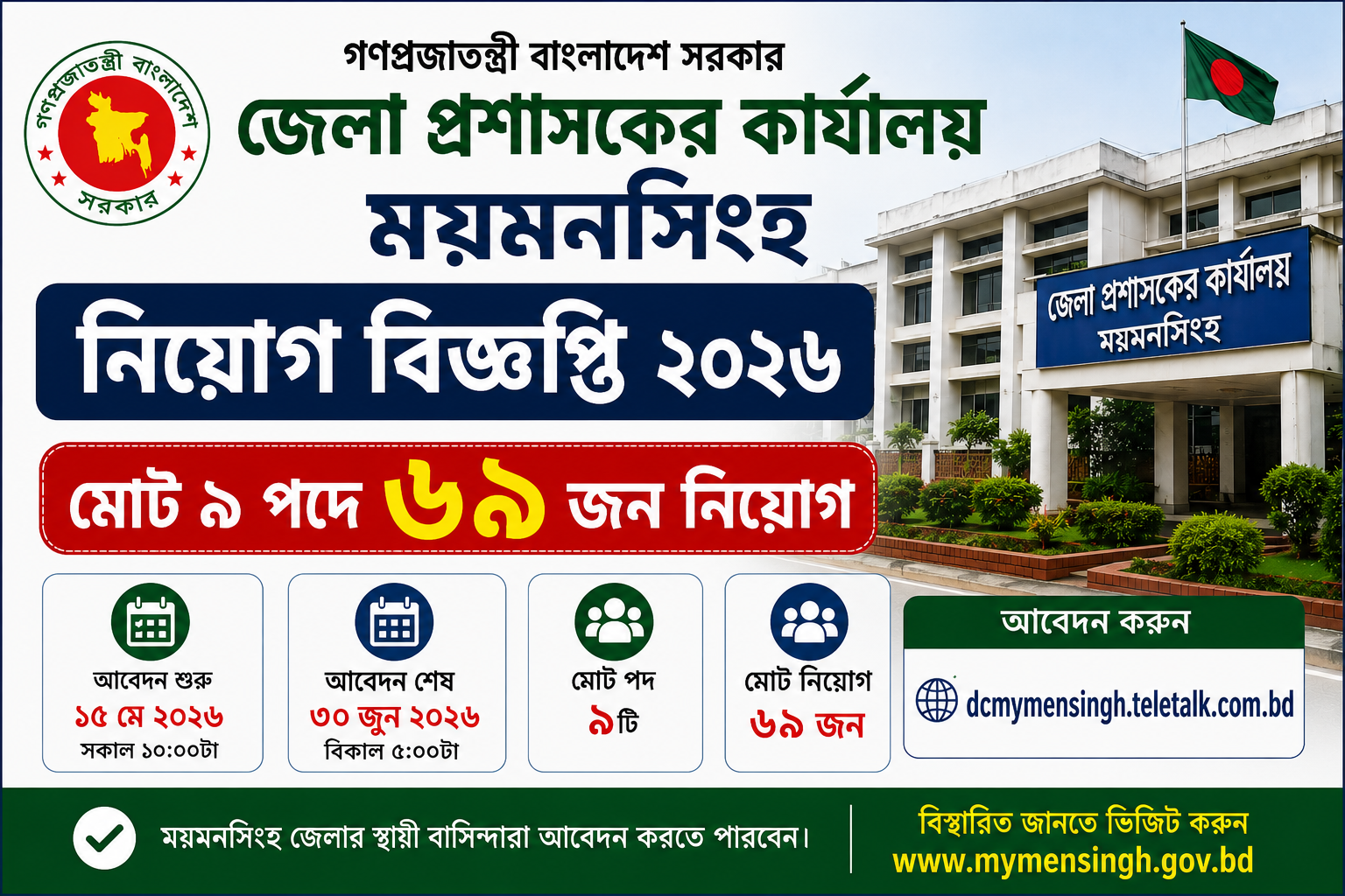 Mymensingh DC Office Job Circular 2026 Government Job Recruitment