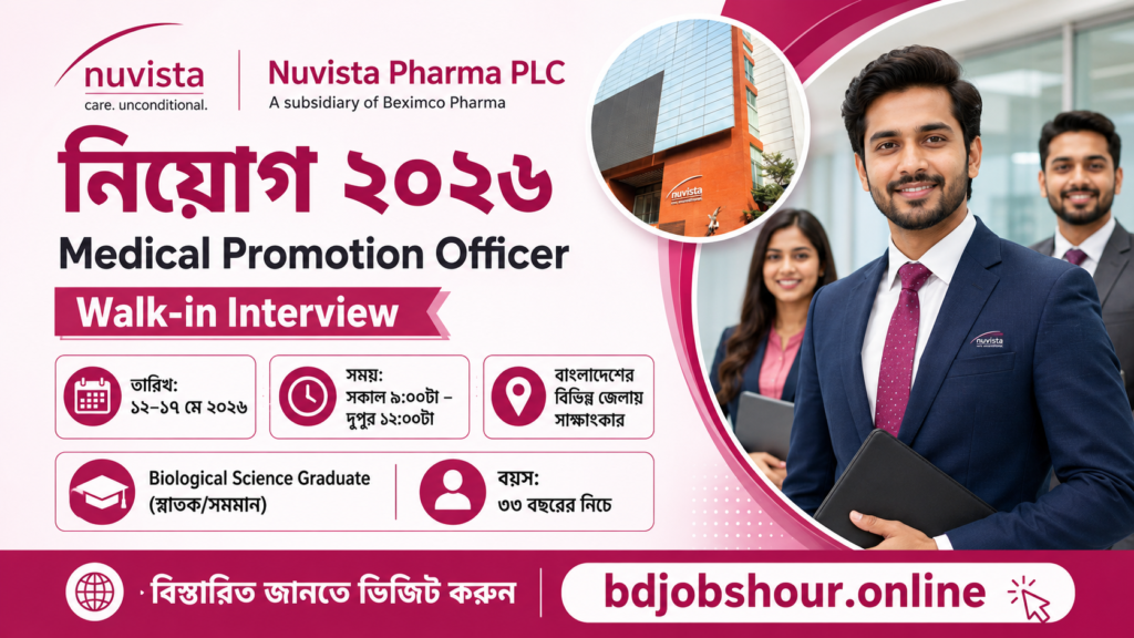 Nuvista Pharma PLC Job Circular 2026 Medical Promotion Officer Walk-in Interview