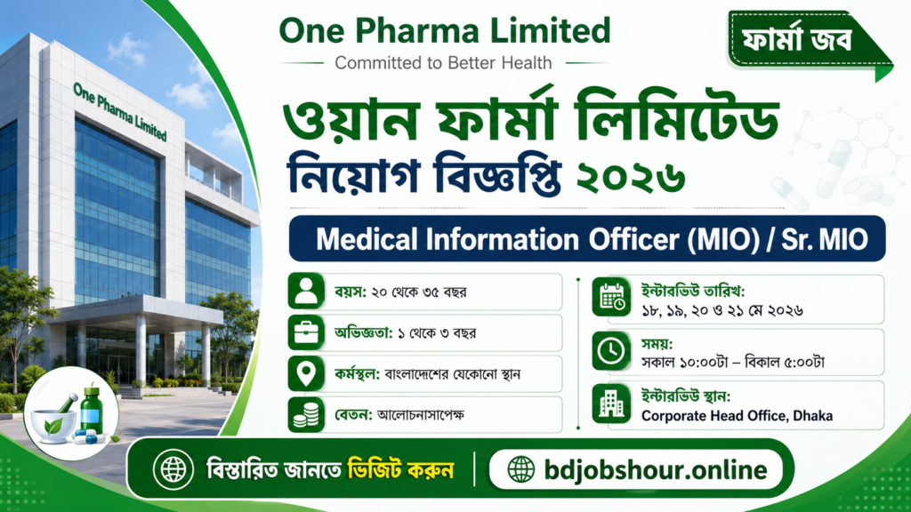 One Pharma Limited Job Circular 2026