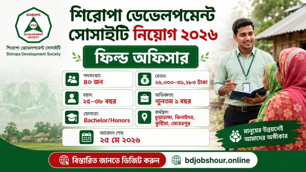 Shiropa Development Society Job Circular 2026 Field Officer Recruitment