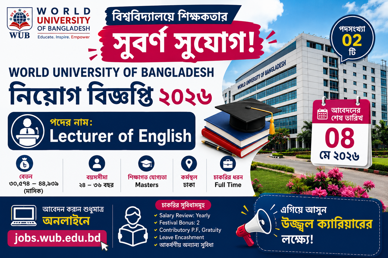 World University of Bangladesh নিয়োগ বিজ্ঞপ্তি ২০২৬ Lecturer of English পদে চাকরির সুযোগ