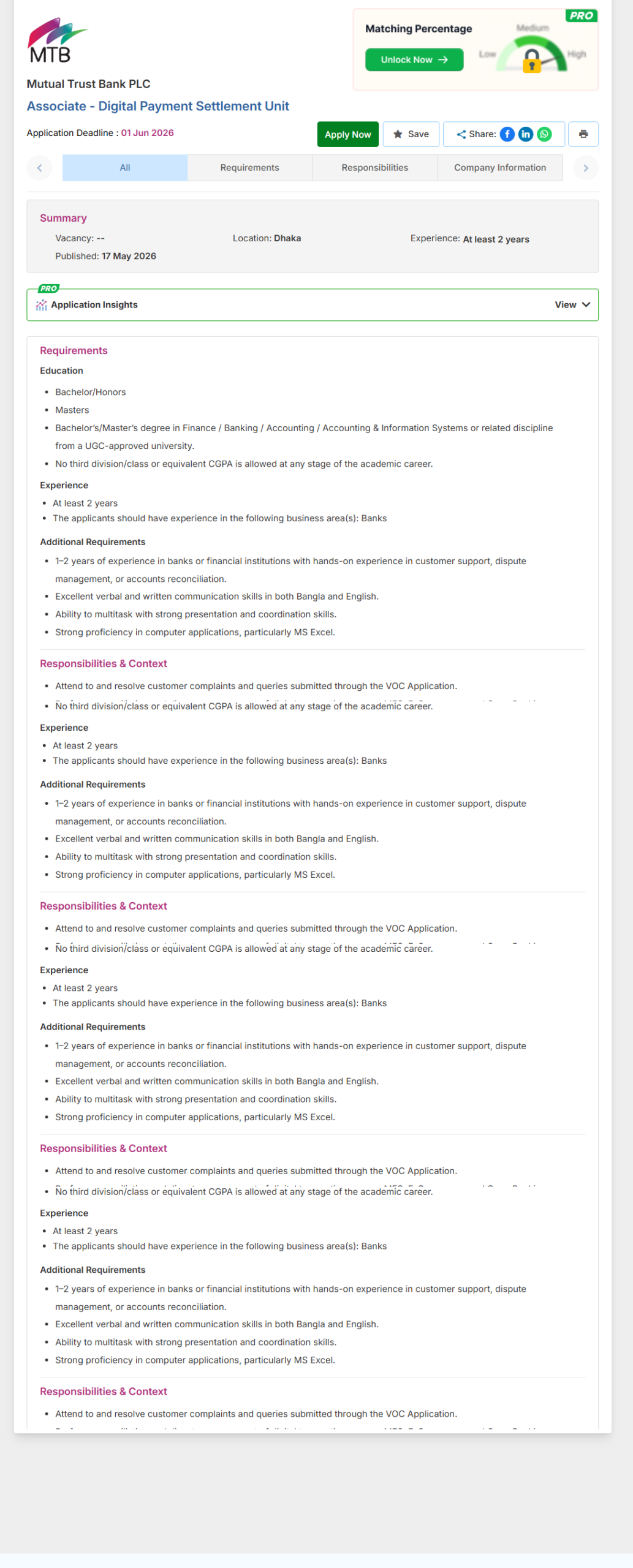 Mutual Trust Bank PLC Associate