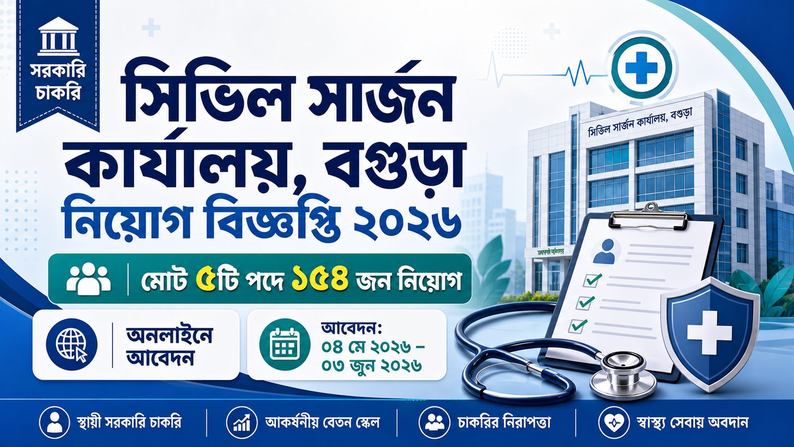 বগুড়া সিভিল সার্জন নিয়োগ বিজ্ঞপ্তি ২০২৬ - Civil Surgeon Bogra Job Circular 2026