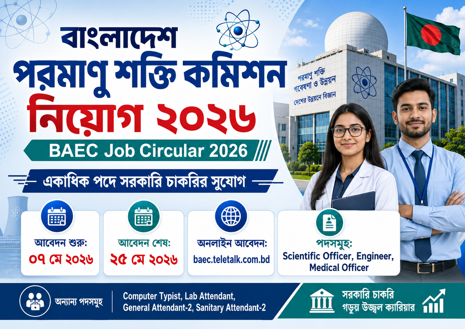 বাংলাদেশ পরমাণু শক্তি কমিশন নিয়োগ বিজ্ঞপ্তি ২০২৬ BAEC Job Circular 2026
