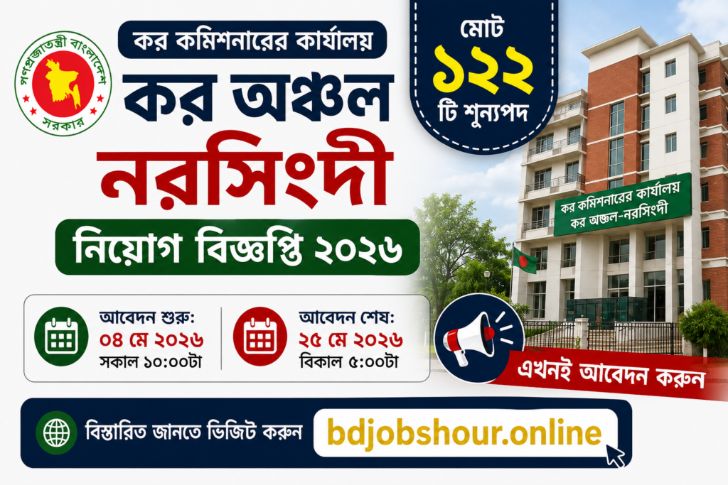 ১২২ পদে নরসিংদী কর কমিশনারের কার্যালয় নিয়োগ বিজ্ঞপ্তি ২০২৬ Tax Zone Narsingdi Job Circular 2026