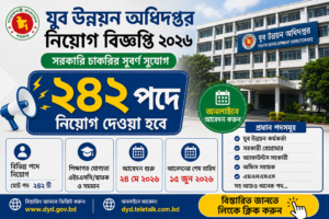 ২৪২ পদে যুব উন্নয়ন অধিদপ্তর নিয়োগ বিজ্ঞপ্তি ২০২৬ DYD Job Circular 2026