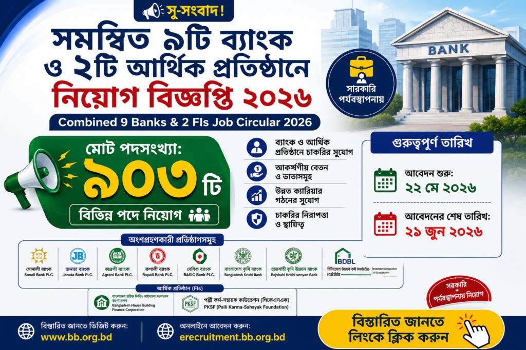 ৯০৩টি শূন্য পদে Combined Bank Officer General Job Circular 2026