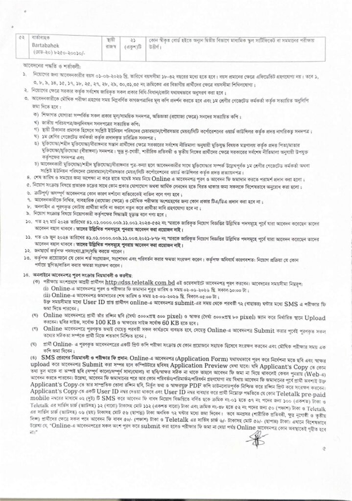 DSS Job Circular 2026